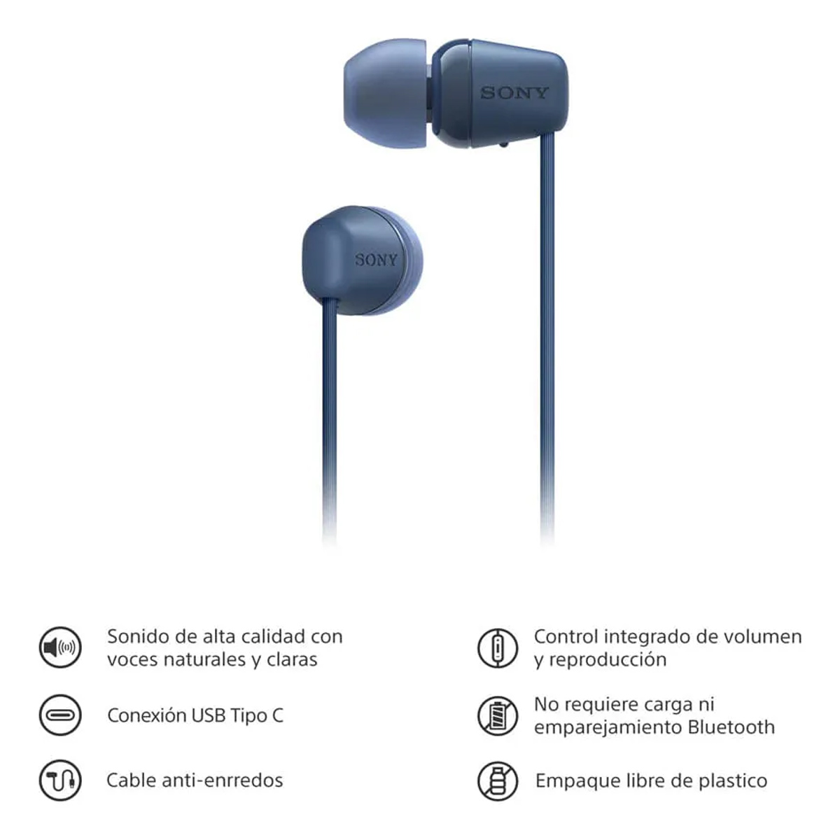 AUDÍFONOS INTERNOS USB-C CON CABLE IER-EX15C - AZUL - 2