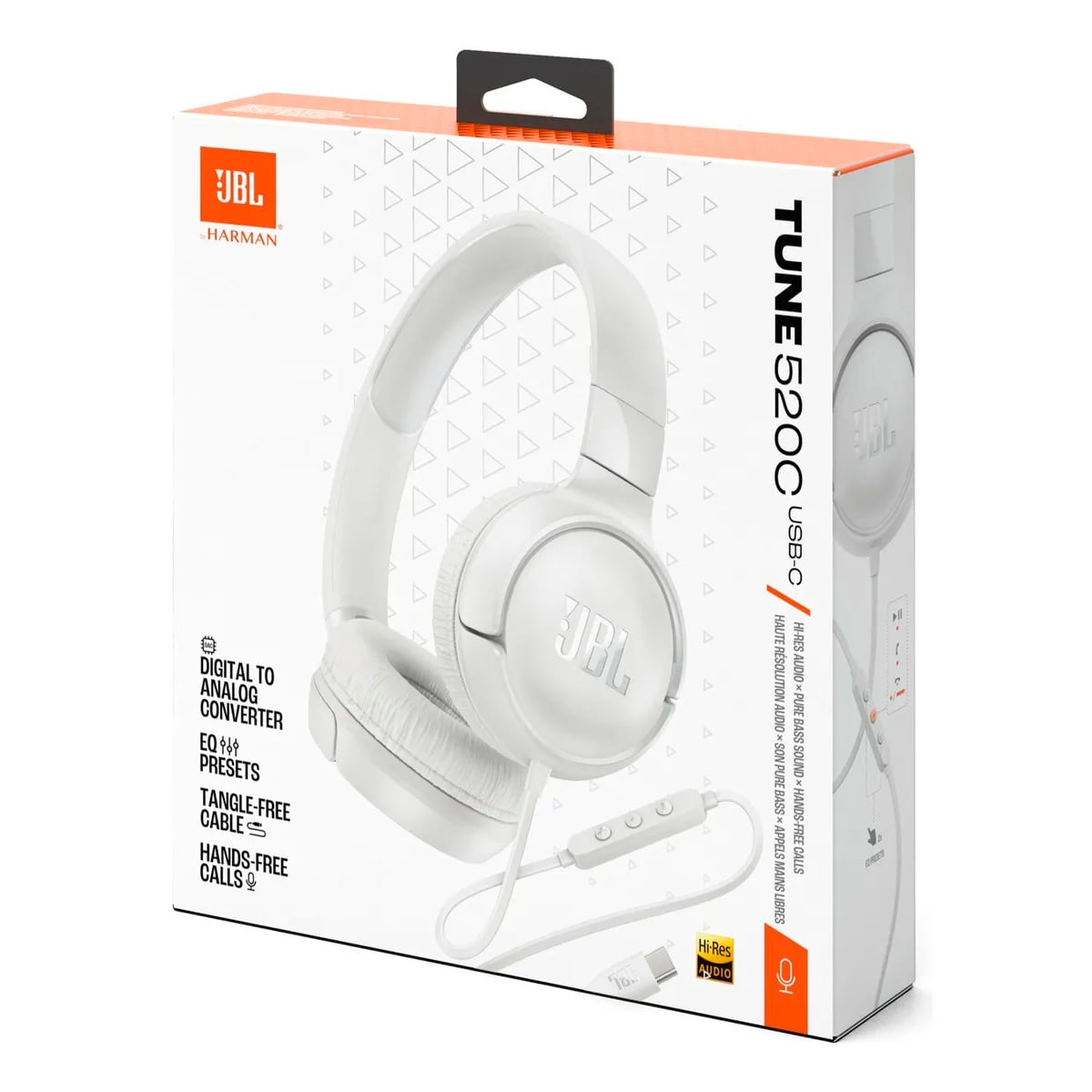 AUDIFONOS JBL TUNE 520C CON CONECTOR TIPO-C - BLANCO - 3