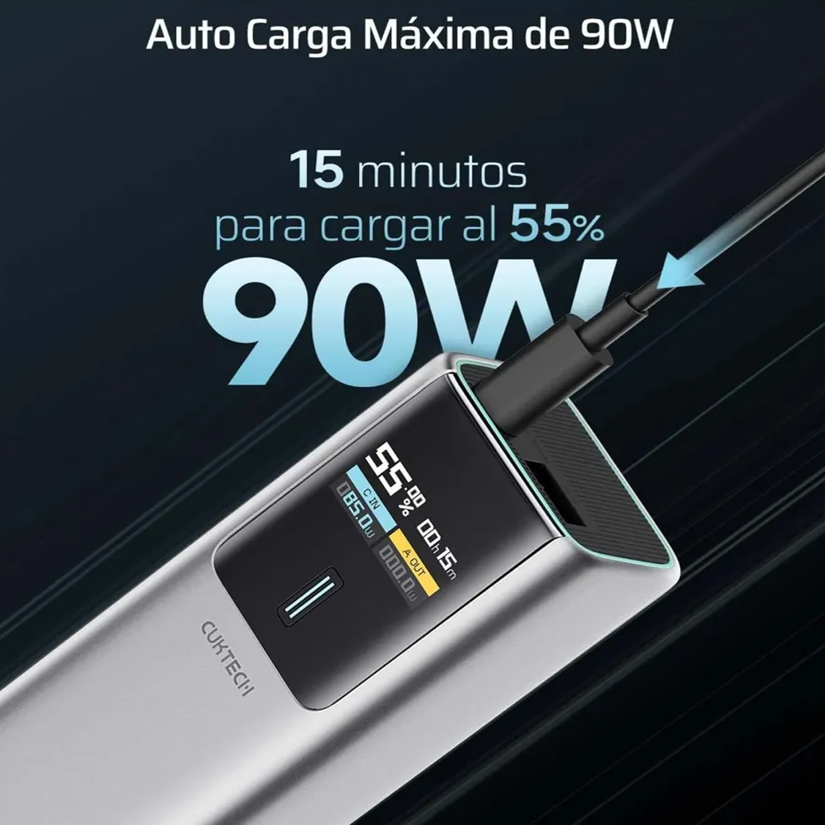 CARGADOR PORTÁTIL CUKTECH 10 PLUS PB150P 15000MAH 120W CARGA RÁPIDA - 6