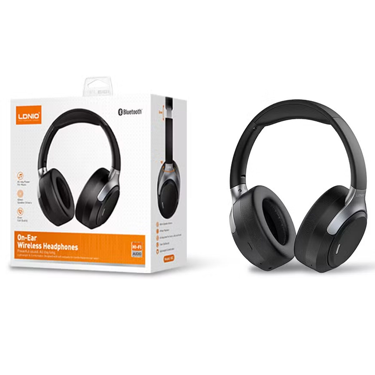 AUDÍFONOS INALÁMBRICOS LDNIO H02 ANC BLUETOOTH 5.4 HIFI 49H BATERÍA - NEGRO - 4