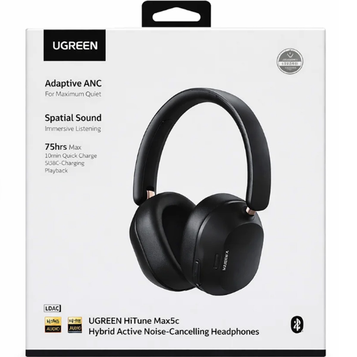 AUDIFONOS UGREEN HP203 HITUNE MAX 5C BLUETOOTH CANCELACION DE RUIDO - BLACK - 7