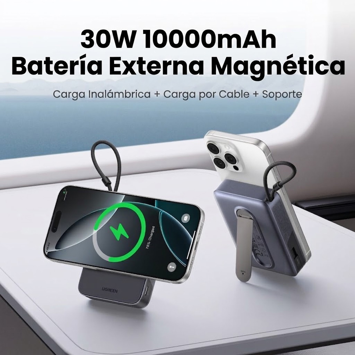 UGREEN POWER BANK PB568 10000MAH QI2 15W, 65176B - NEGRO - 5