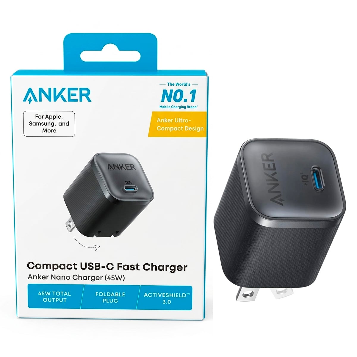 CARGADOR ANKER USB-C 45W CHARGER PARA IPHONE SAMSUNG GALAXY IPAD - 1