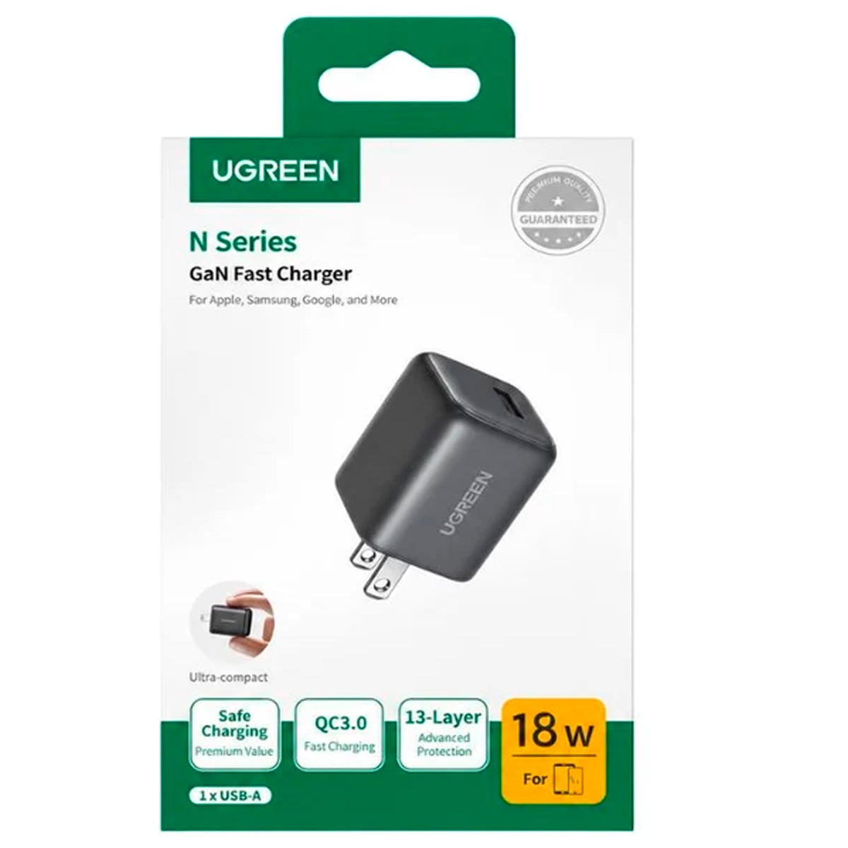 CARGADOR UGREEN X518 18W USB-A GAN CARGA RÁPIDA PARA CELULAR Y TABLET - 3