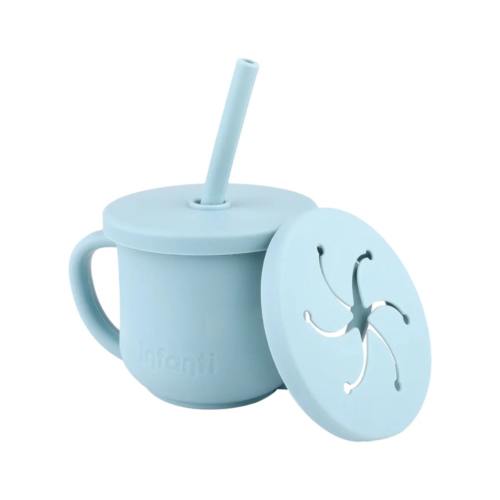 VASO Y SNACK 2 EN 1 DE SILICONA 225ML CELESTE - 4