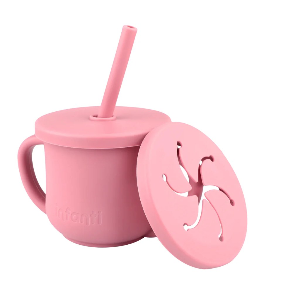 VASO Y SNACK 2 EN 1 DE SILICONA 225ML ROSADO - 1