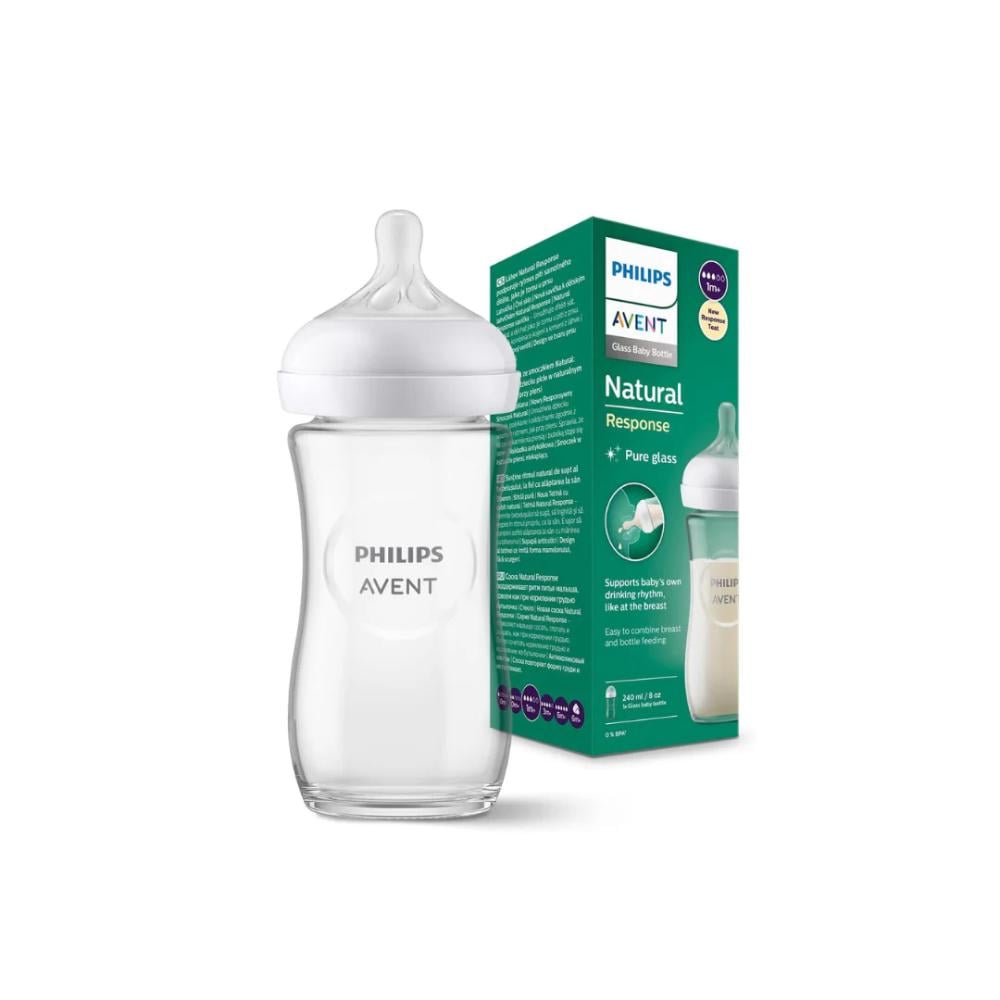 BIBERON DE VIDRIO NATURAL RESPONSE 8OZ/240ML Flow 3 -1M+ - 1