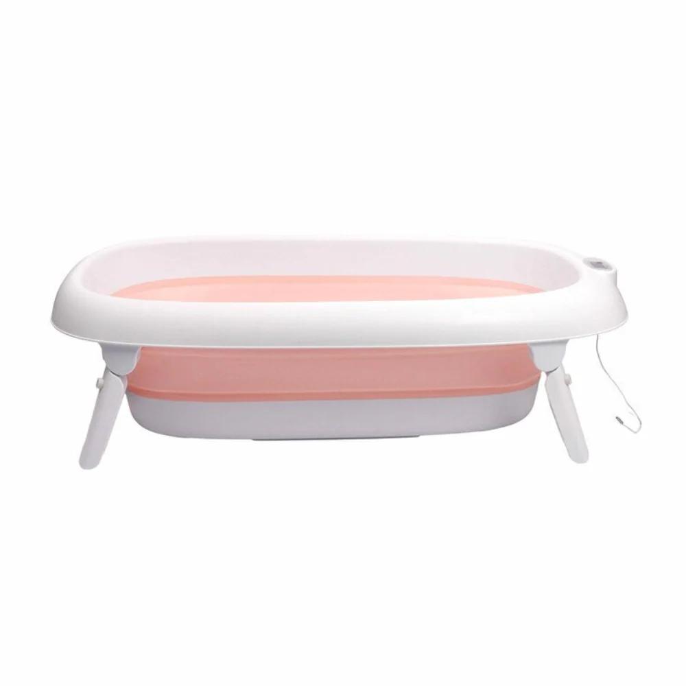 BAÑERA PLEGABLE CON TERMÓMETRO ROSADO - 6