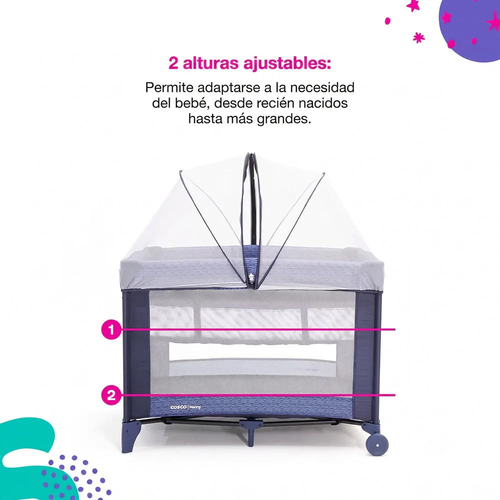 CORRAL CUNA PORTÁTIL NANNY AZUL COSCO - 5
