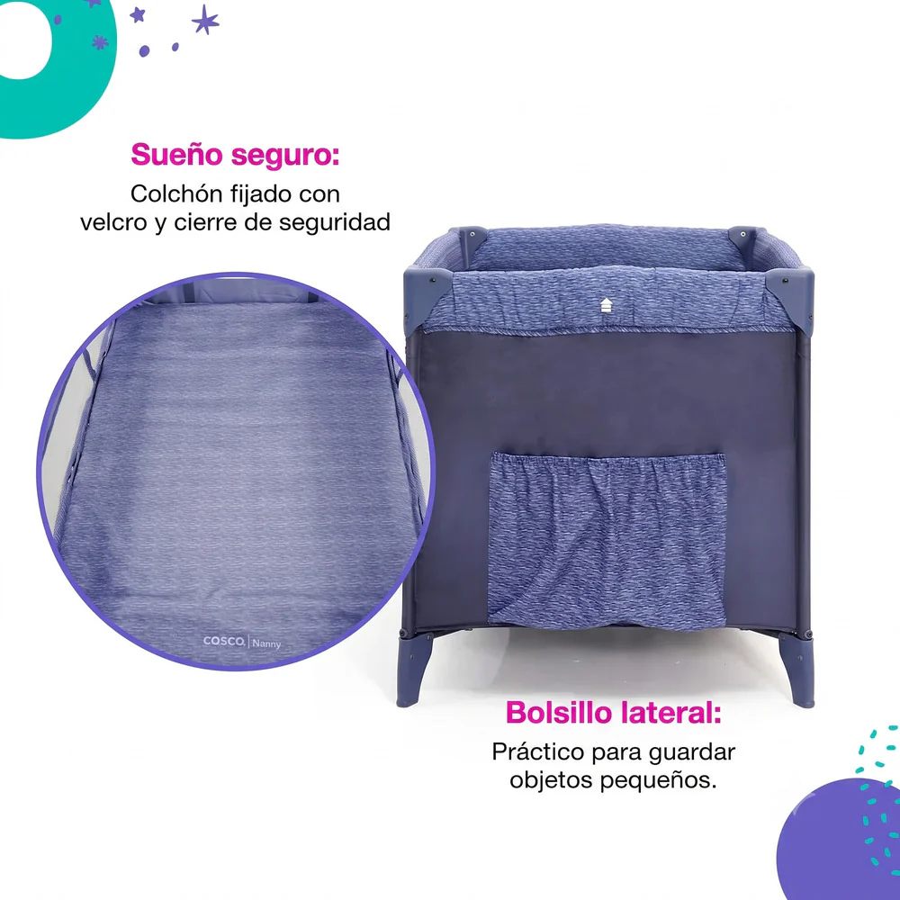 CORRAL CUNA PORTÁTIL NANNY AZUL COSCO - 8