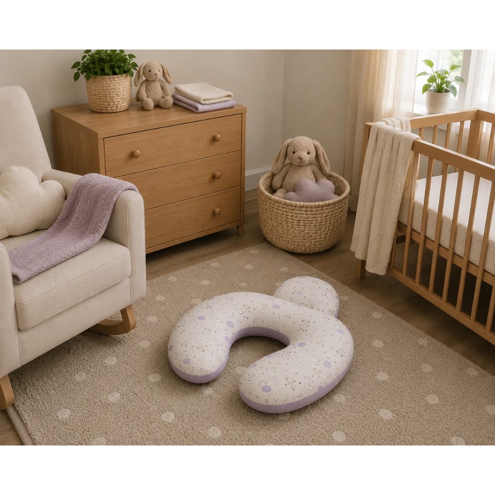 ALMOHADA ERGONÓMICA ANTICABEZA PLANA OVEJAS LILA INFANTI - 4