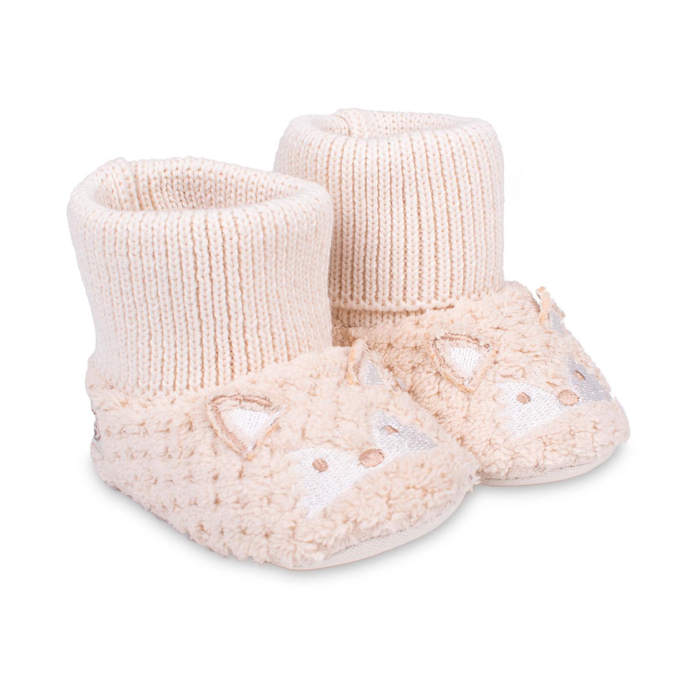 PANTUFLA BEBÉS NIÑO BEIGE TALLA 0-3M - 1