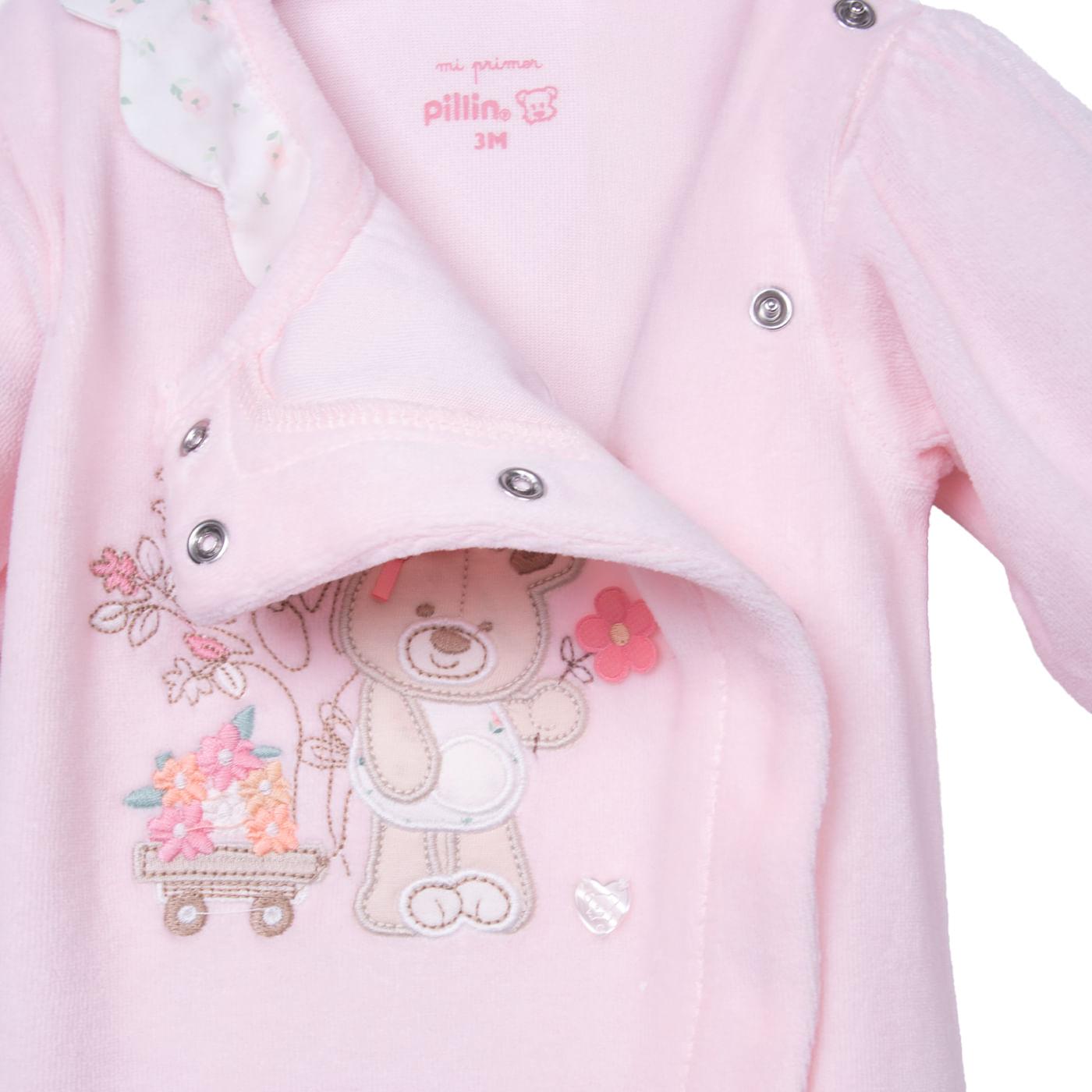 ENTERIZO BEBÉS NIÑA ROSADO TALLA 0M - 3