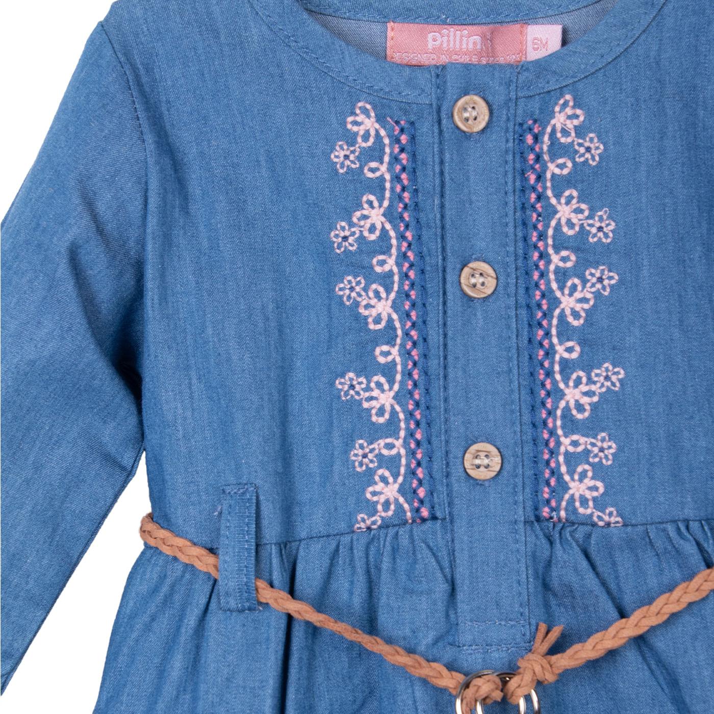 VESTIDO BEBÉ NIÑA DENIM TALLA 6M - 3