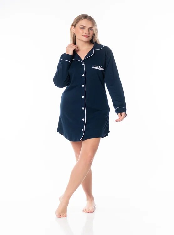 PIJAMA CORTO ALGODÓN MUJER VELA WHITE CAMISON BLUE - 1