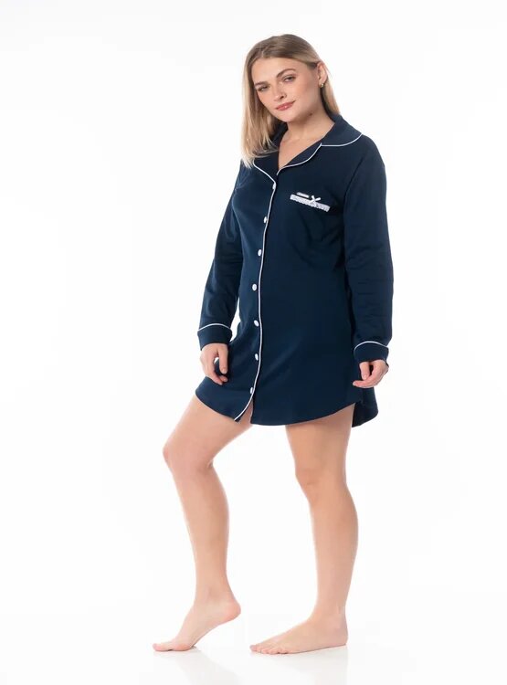 PIJAMA CORTO ALGODÓN MUJER VELA WHITE CAMISON BLUE - 2