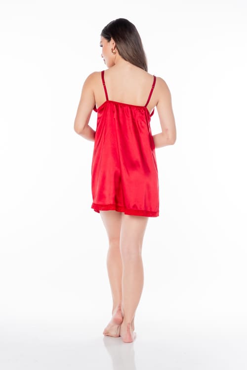 PIJAMA CORTO MUJER VELA WHITE ROJO VESTIDO BATA BECKY - 6