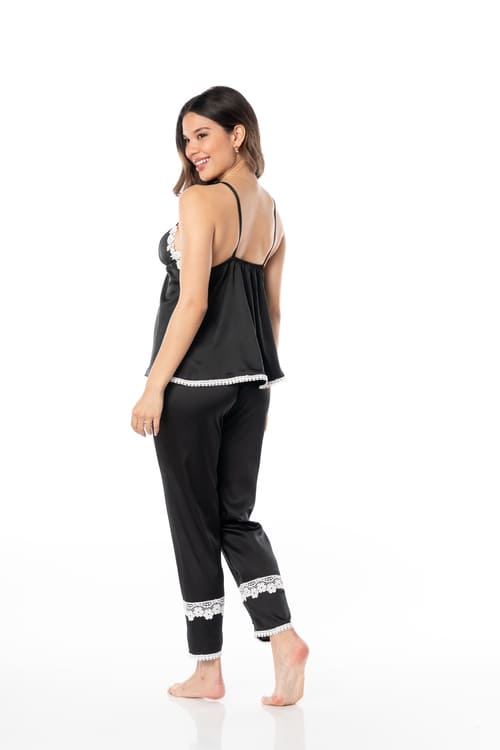 PIJAMA LARGO SEDA MUJER VELA WHITE DAMA FRANCESCA - 3