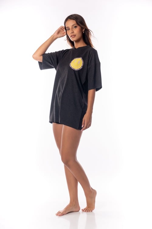 PIJAMA CORTO MUJER VELA WHITE POLO OVERSIZE PLOMO - 2