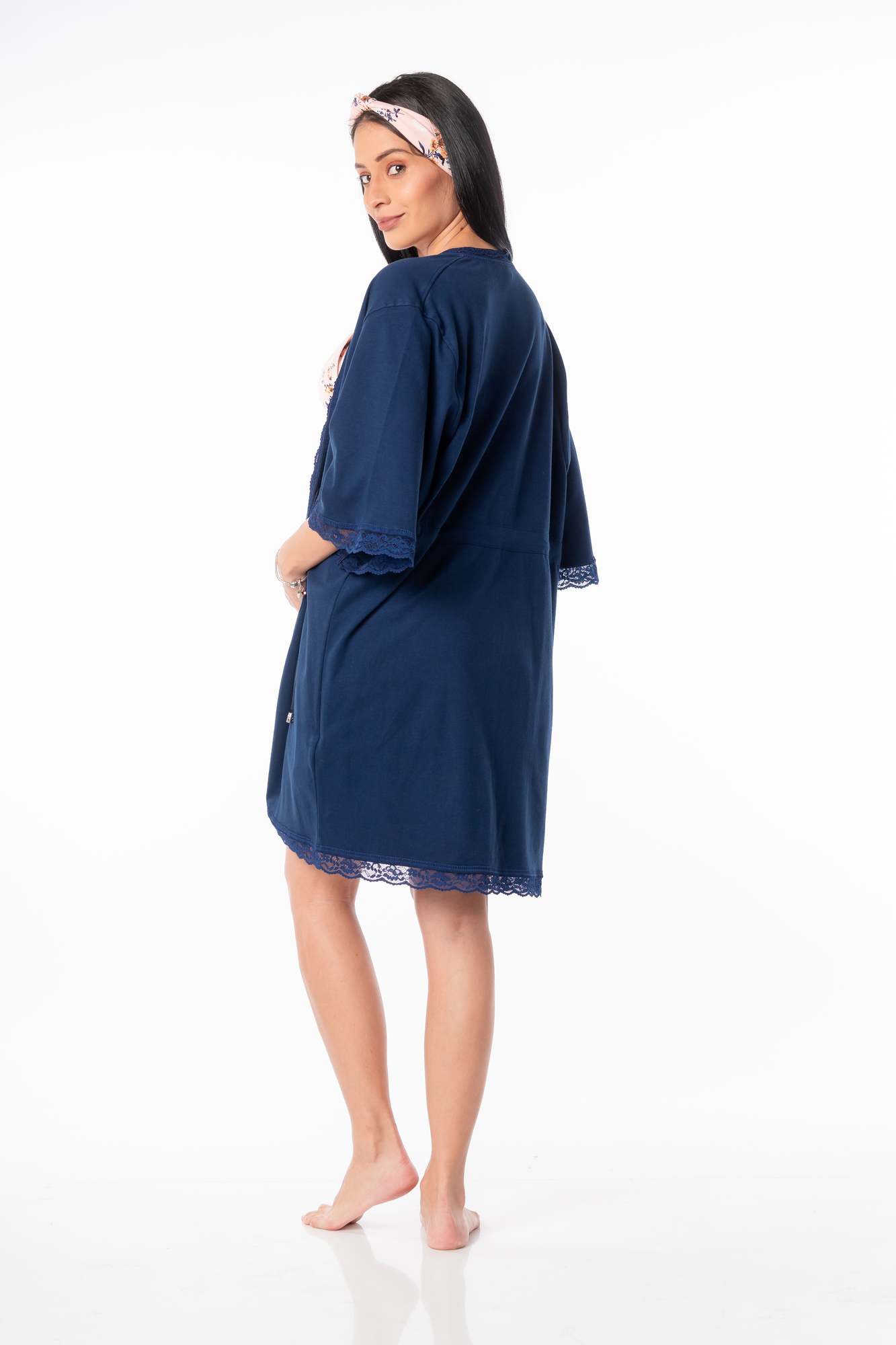 PANSY BLUE FLOWER MOM VESTIDO CON BATA - 3