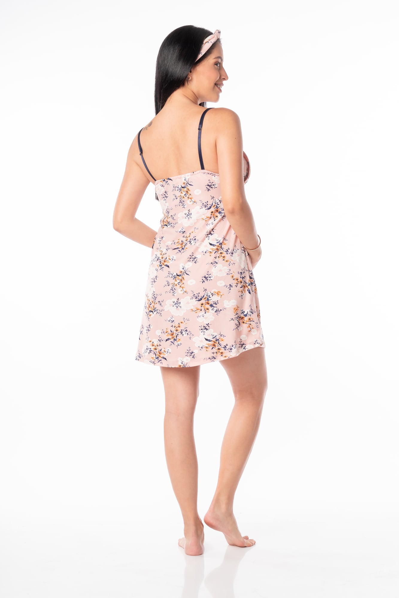 PANSY BLUE FLOWER MOM VESTIDO CON BATA - 6