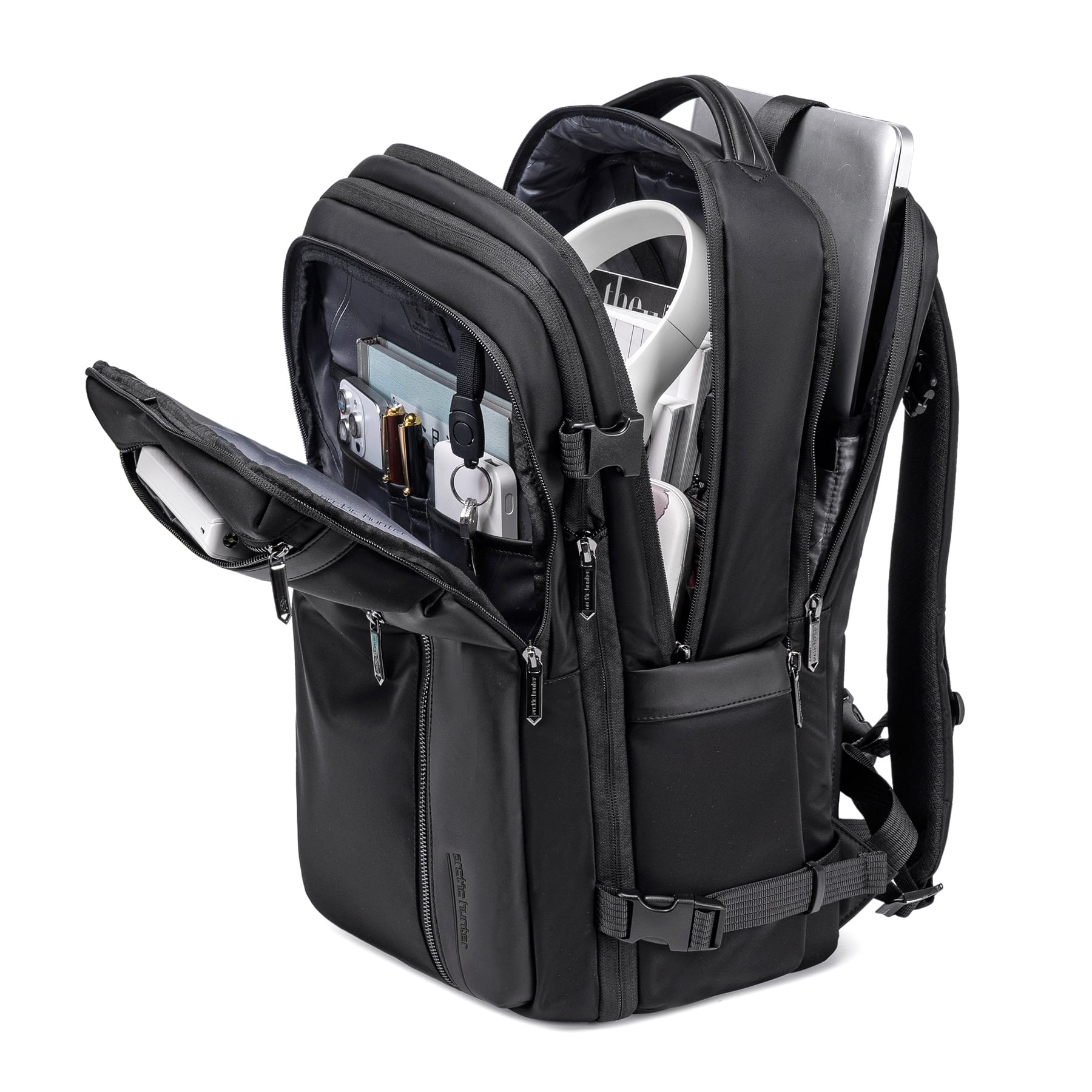 MOCHILA HOMBRE ARCTIC HUNTER B00833 EXPANDIBLE VIAJE LAPTOP NEGRO - 5