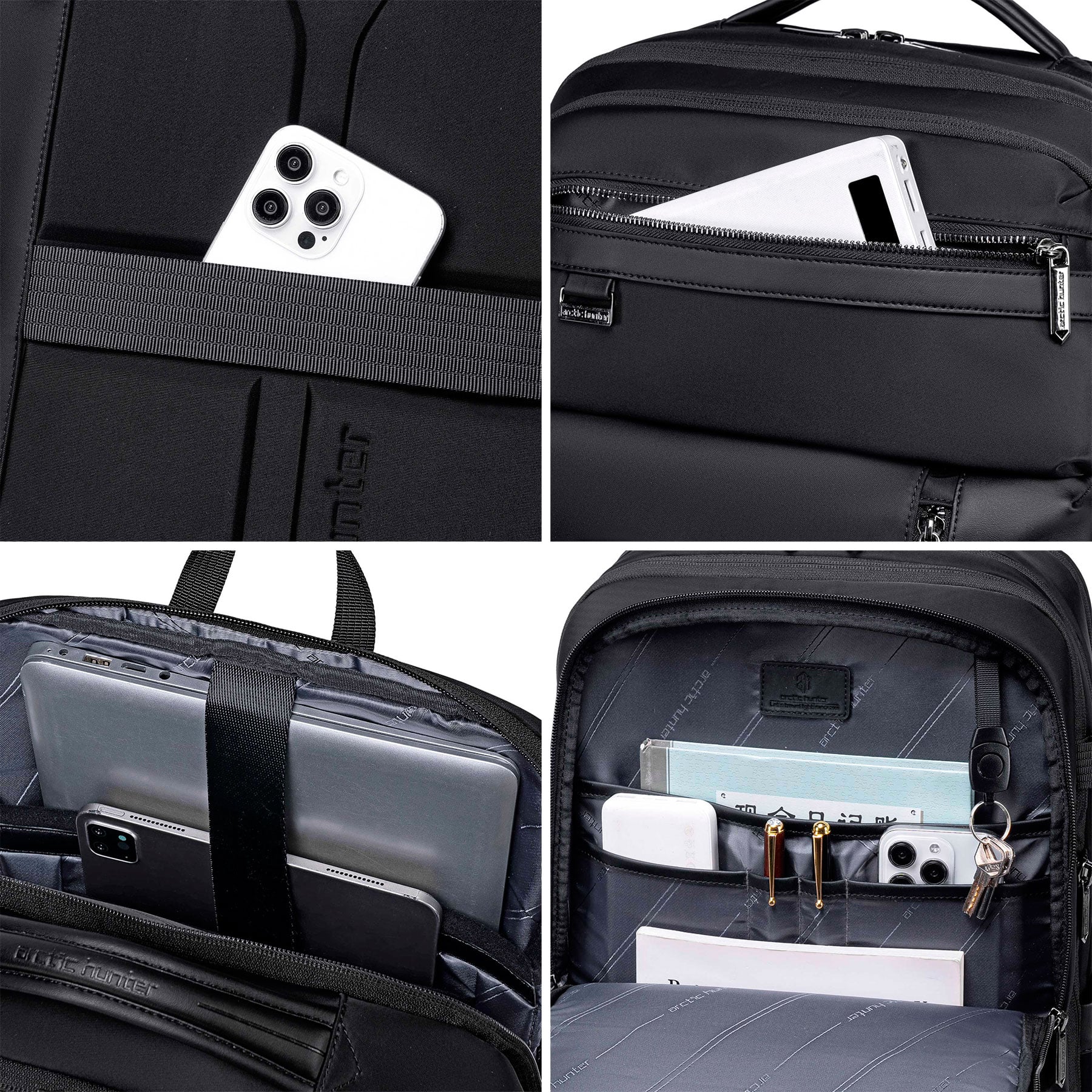 MOCHILA HOMBRE ARCTIC HUNTER B00833 EXPANDIBLE VIAJE LAPTOP NEGRO - 8