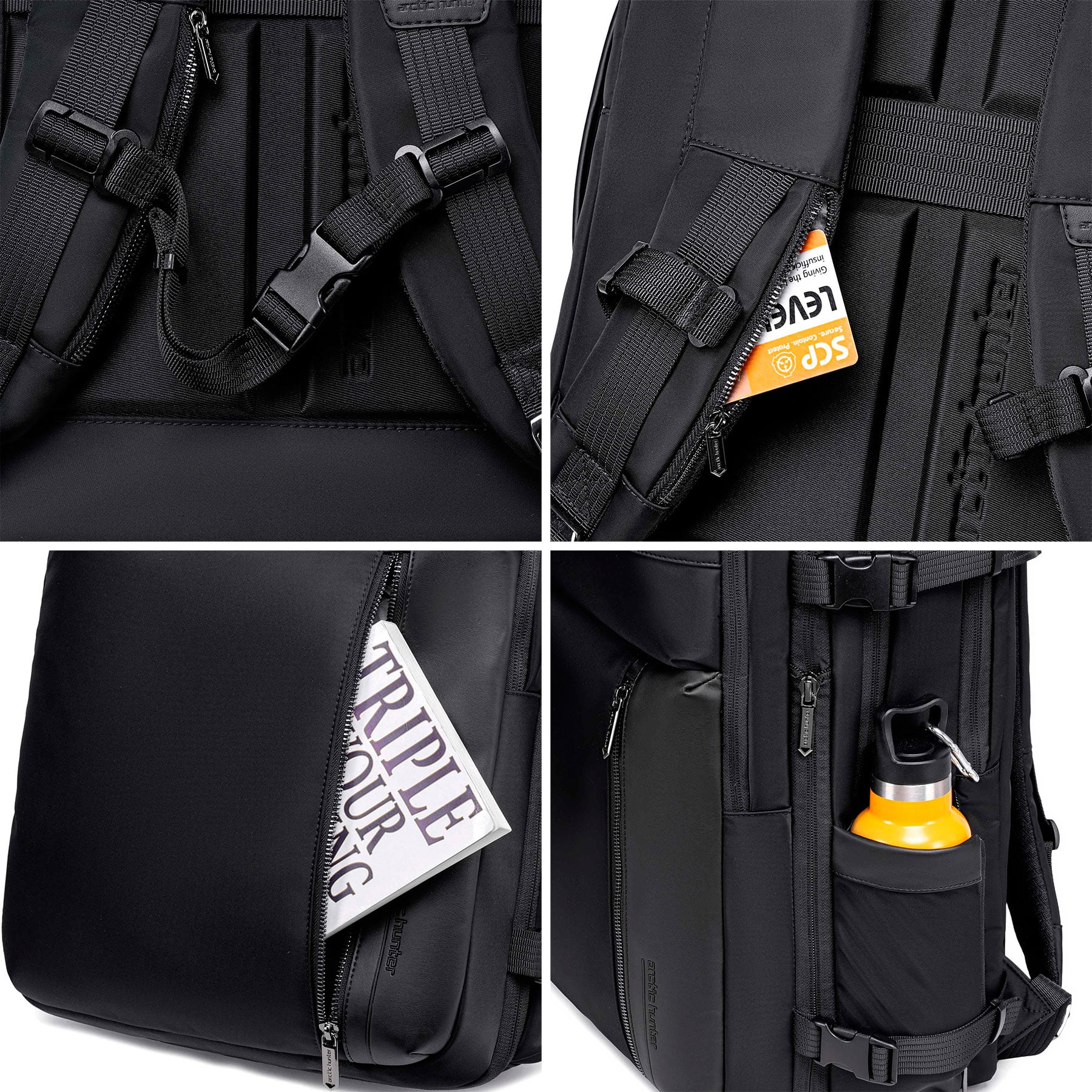 MOCHILA HOMBRE ARCTIC HUNTER B00833 EXPANDIBLE VIAJE LAPTOP NEGRO - 9