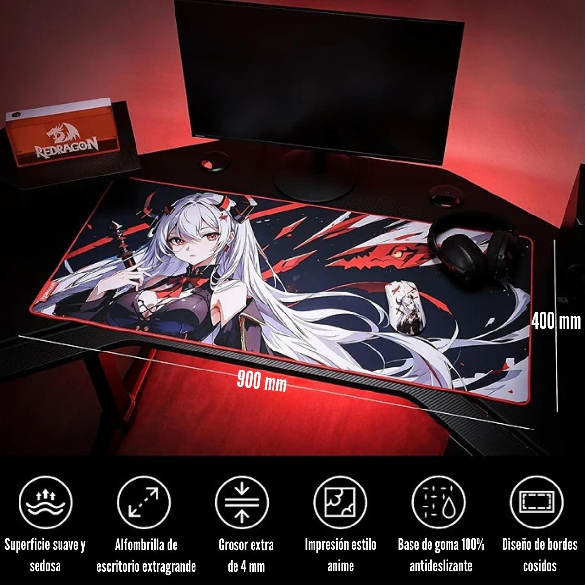 REDRAGON - MOUSEPAD AK L P047 ANIME TAMAÑO: 900 X 400 X 3 MM - 2