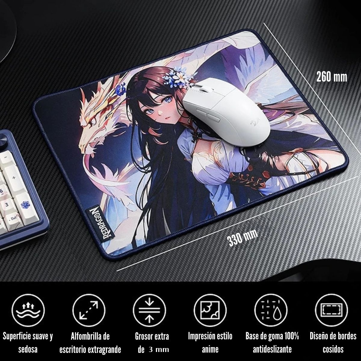 REDRAGON - MOUSEPAD AK1 S P046 ANIME TAMAÑO: 330 X 260 X 3 MM - 2