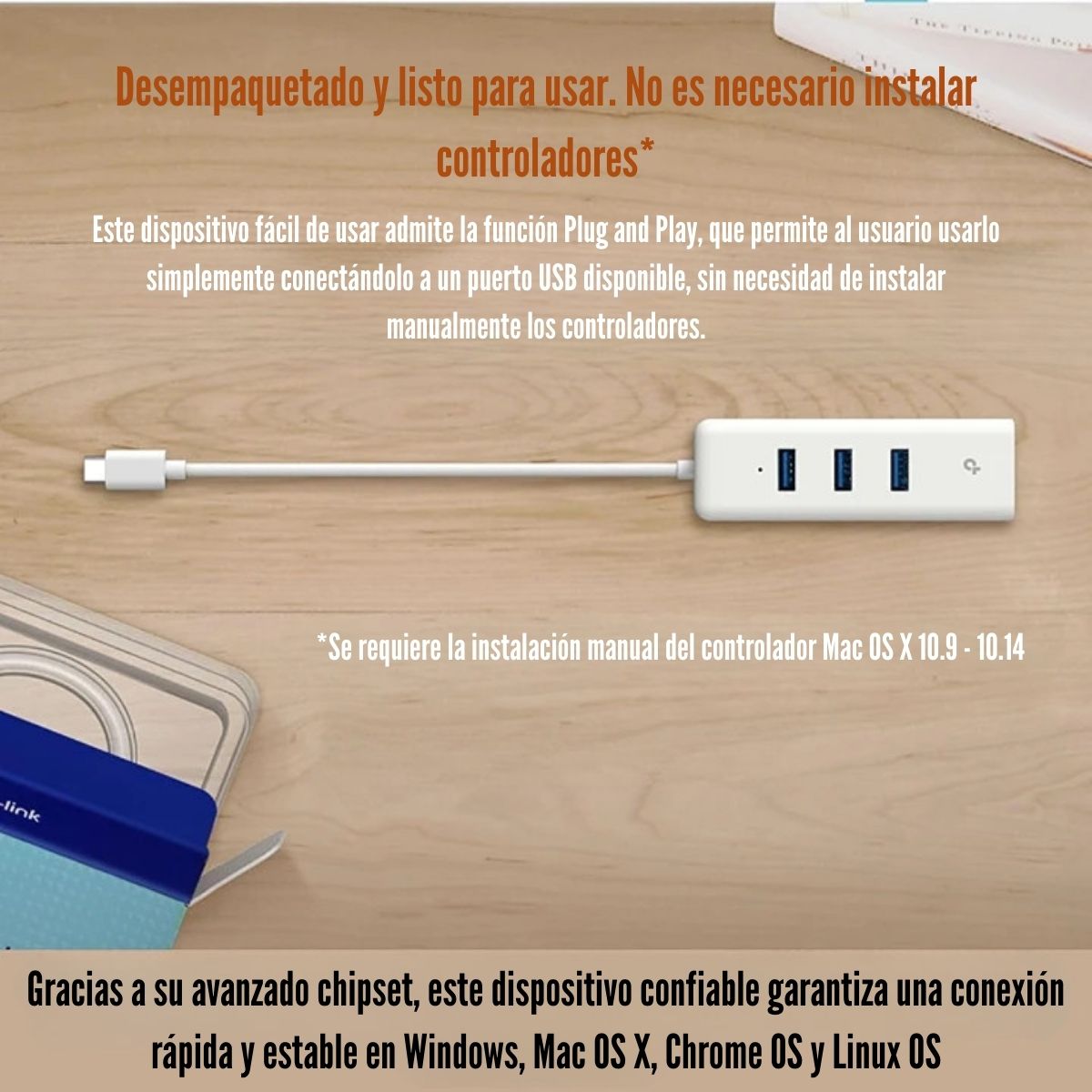 TP-LINK - ADAPTADOR DE RED UE330C TYPE-C CON 3 USB 3.0 Y GIGABIT - 2