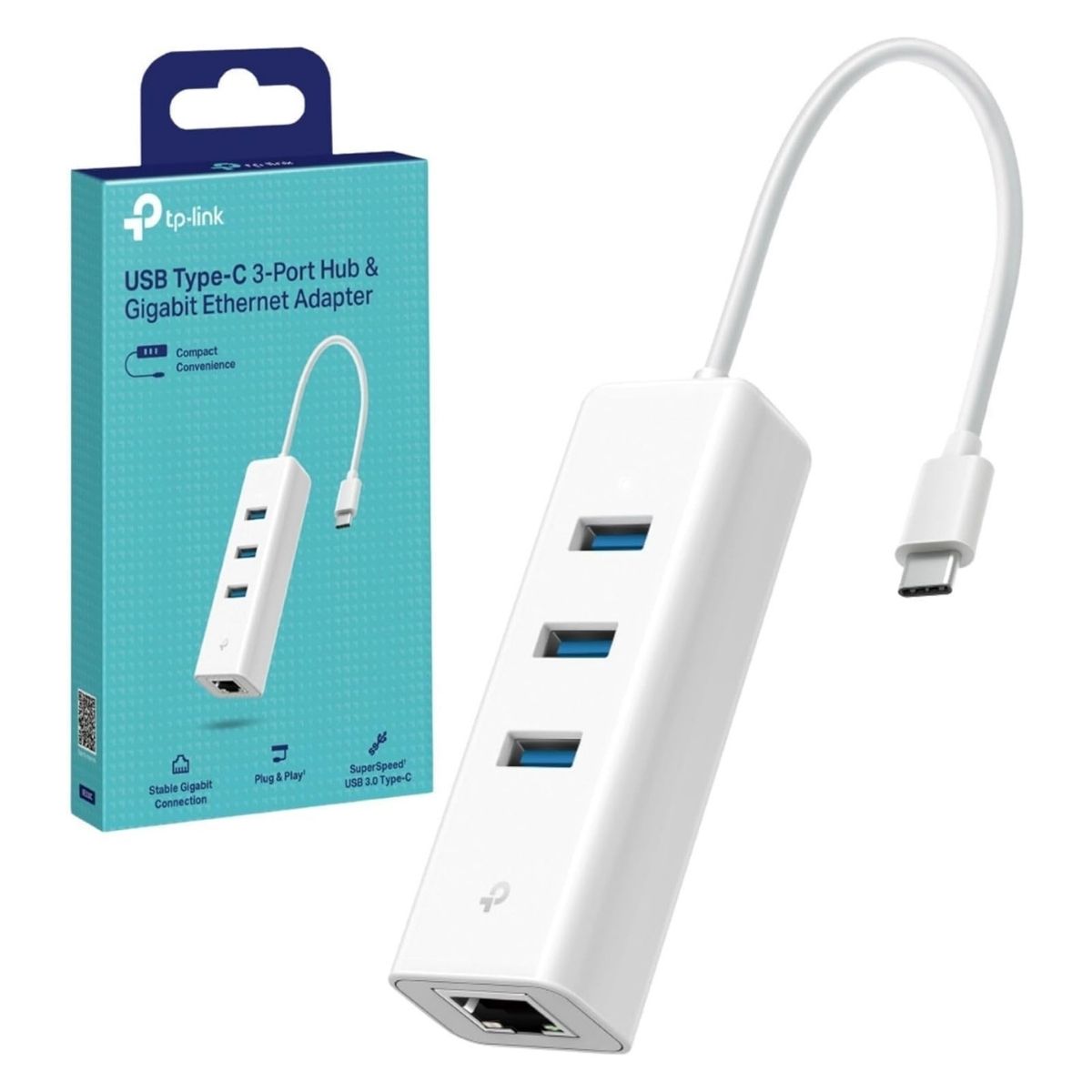 TP-LINK - ADAPTADOR DE RED UE330C TYPE-C CON 3 USB 3.0 Y GIGABIT - 6