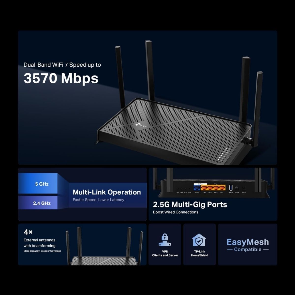 TP-LINK - ROUTER ARCHER BE230 BE3600 DUAL-BAND WI-FI 7 EASYMESH - 2
