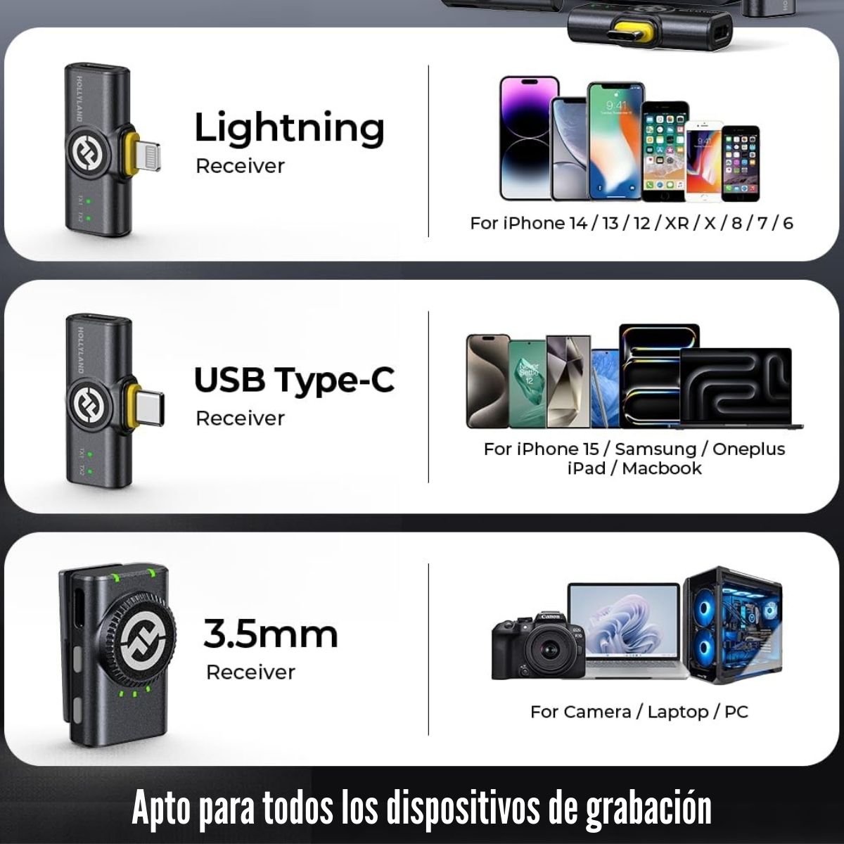 HOLLYLAND - MICRÓFONO LAVALIER LARK M2 COMBO FOR ANDROID IPHONE - 2