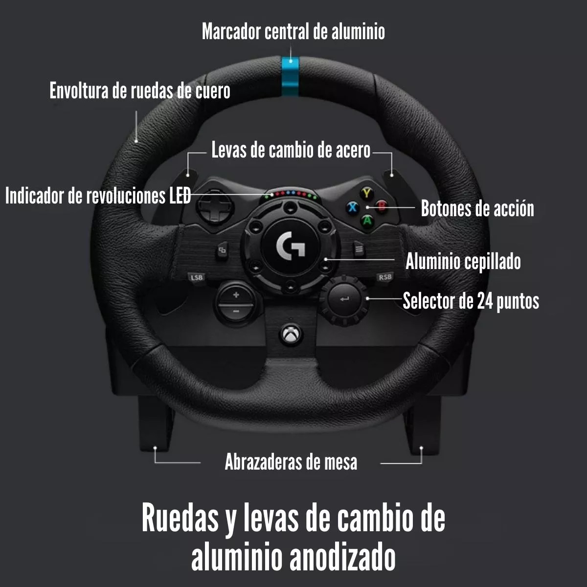 LOGITECH G - VOLANTE G923 TRUEFORCE FOR PC Y XBOX ONE - 3