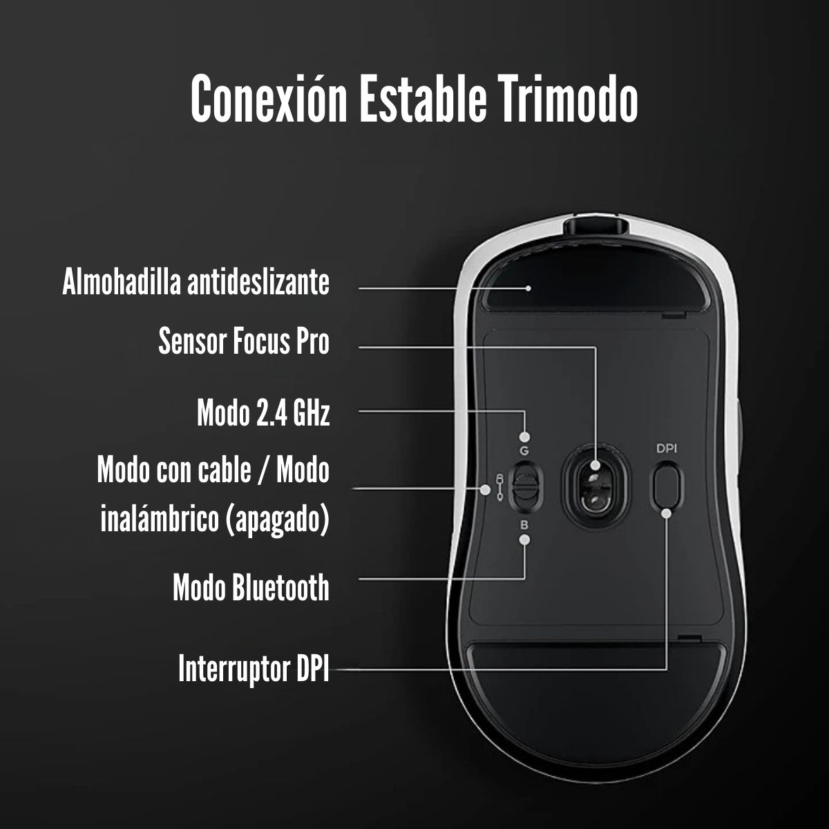 ROYAL KLUDGE - MOUSE M3 WIRELESS 26000 DPI - PANDA WHITE - 6