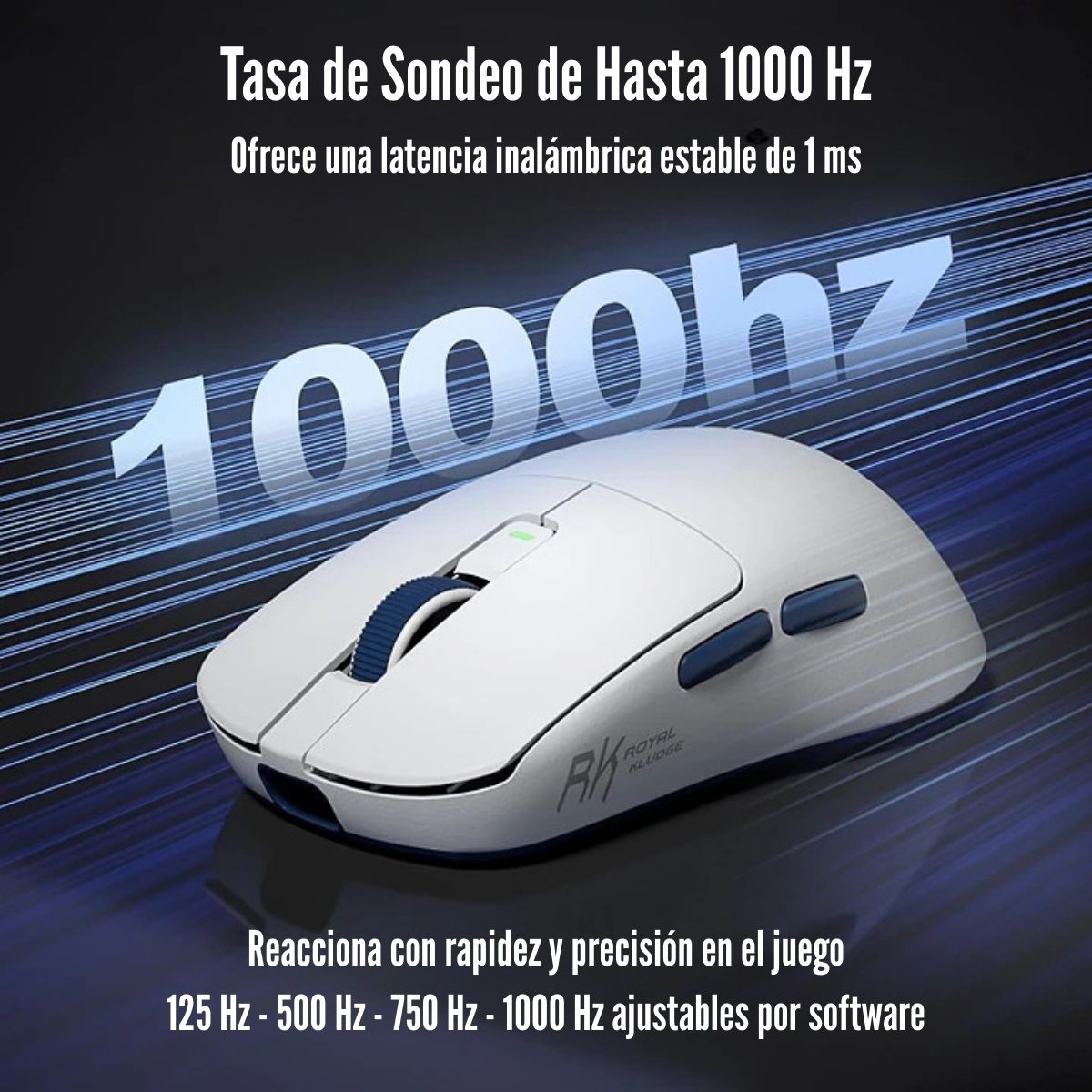 ROYAL KLUDGE - MOUSE M30 WIRELESS 12000 DPI - WHITE BLUE - 4