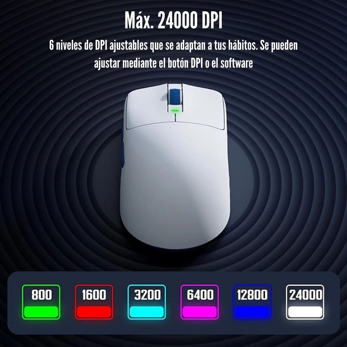 ROYAL KLUDGE - MOUSE M30 WIRELESS 12000 DPI - WHITE BLUE - 5