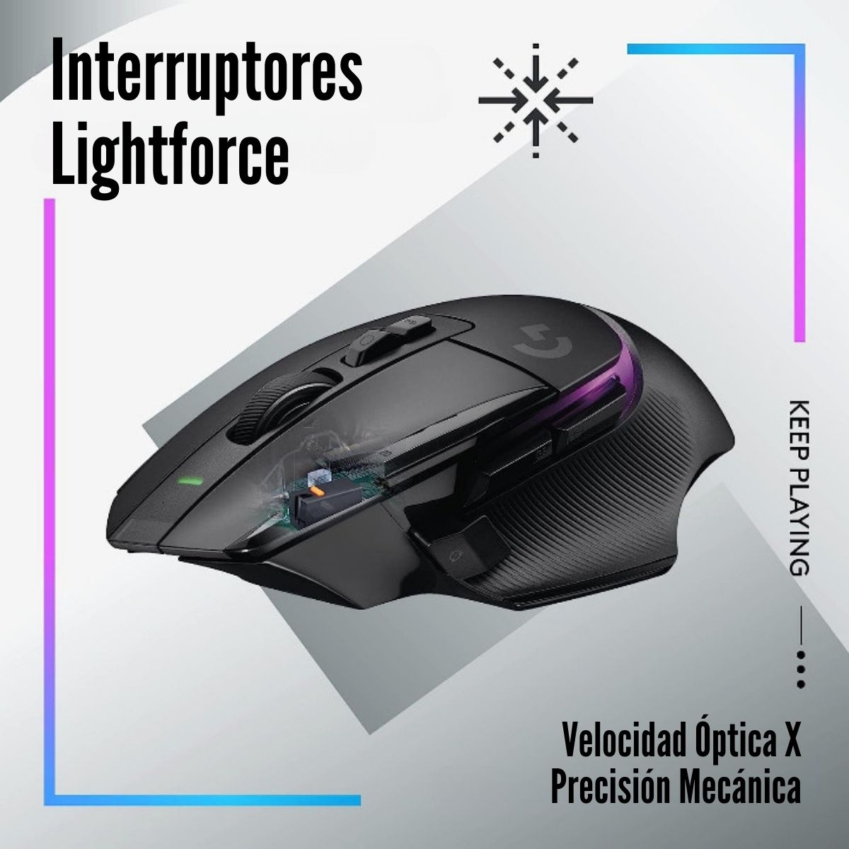 LOGITECH - MOUSE G502 X PLUS WIRELESS LIGHTFORCE HYBRID - NEGRO - 2