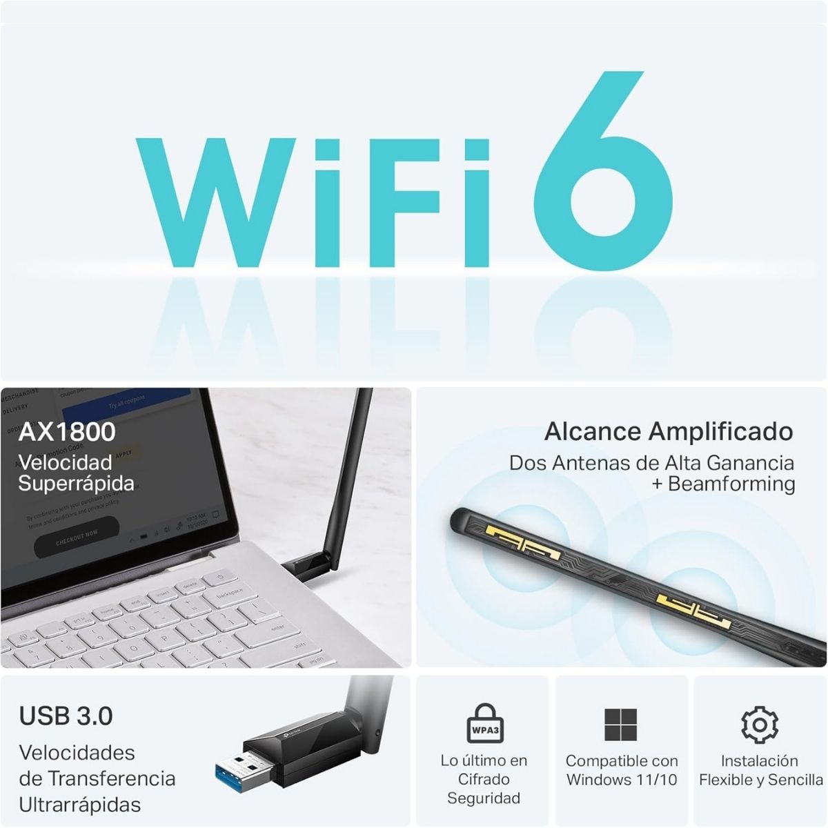 TP-LINK - ADAPTADOR USB ARCHER TX35U PLUS WIFI 6 AX1800 - 2