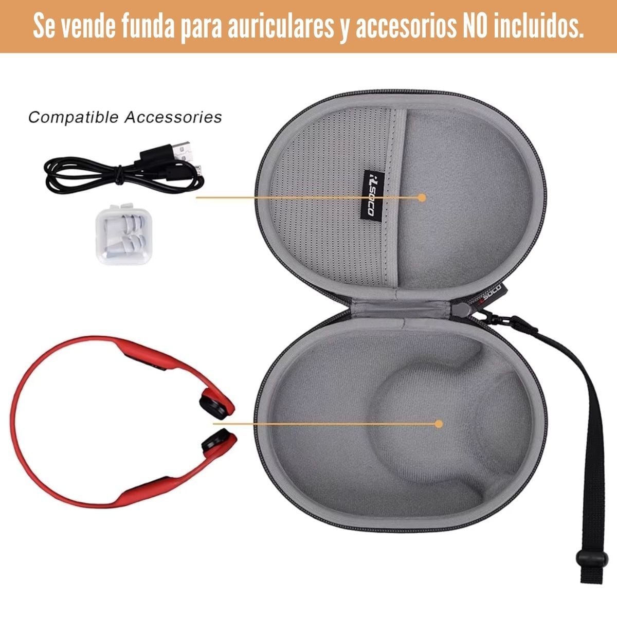 RLSOCO - ESTUCHE RÍGIDO PARA AUDÍFONOS SHOKZ OPENRUN OPENMOVE - 5
