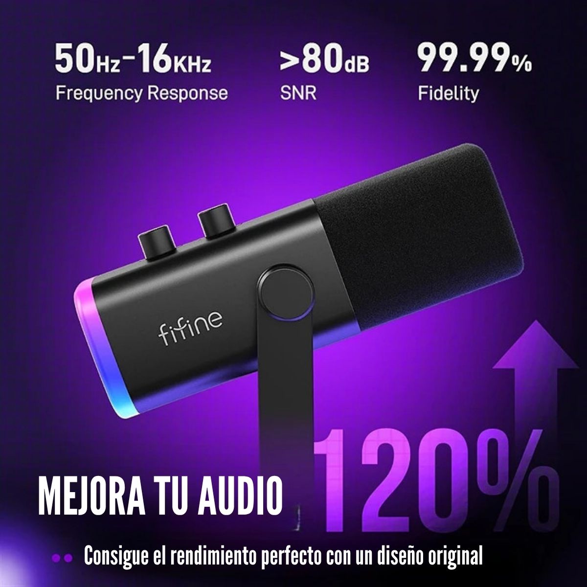 FIFINE - MICRÓFONO AMPLIGAME AM8T XLR/USB (INCLUYE BRAZO) - NEGRO - 2