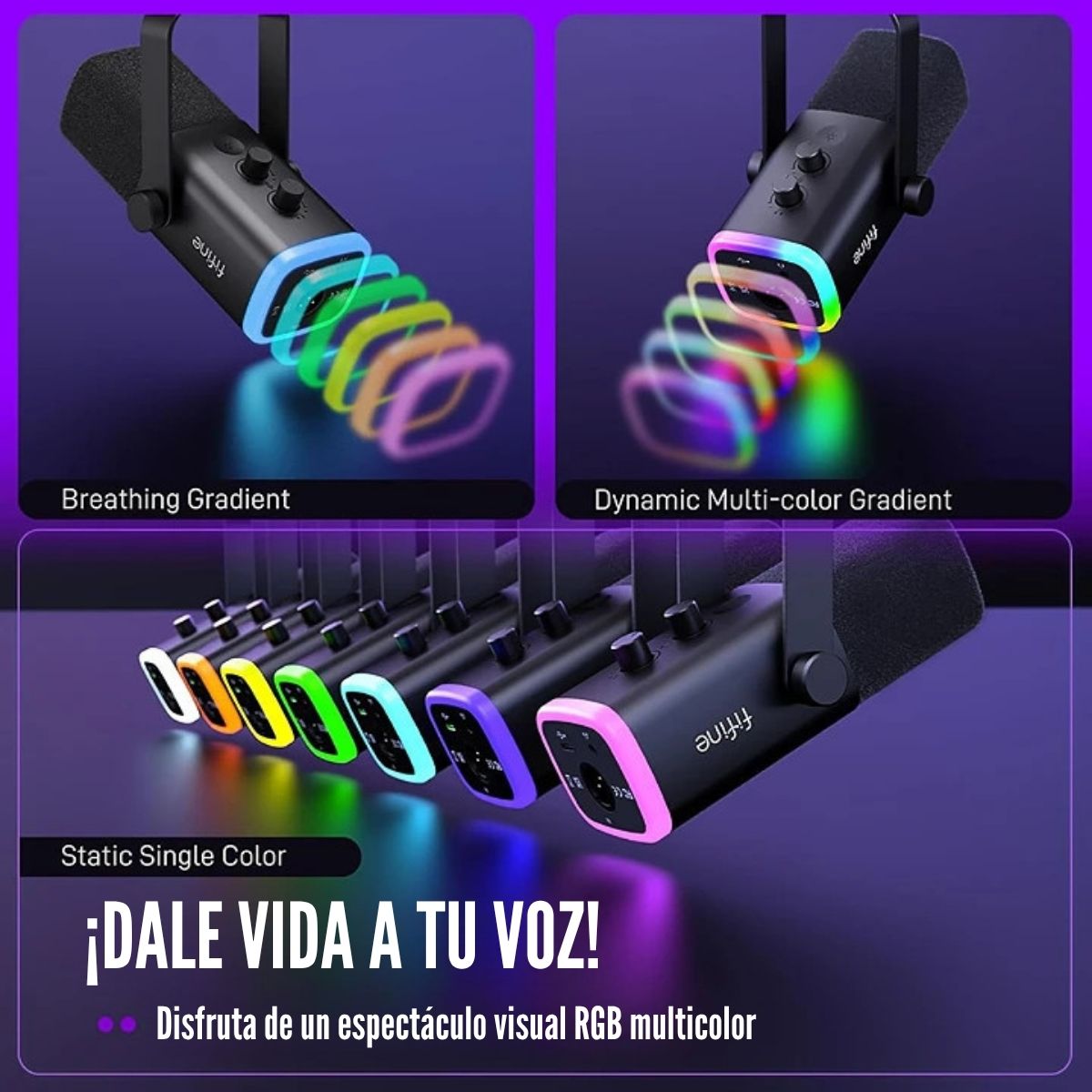 FIFINE - MICRÓFONO AMPLIGAME AM8T XLR/USB (INCLUYE BRAZO) - NEGRO - 4