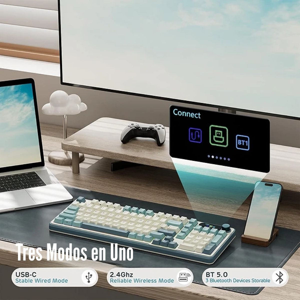 ROYAL KLUDGE - TECLADO S98 WIRELESS 98% LIGHT CLOUD SWITCH CHARTREUSE - 2