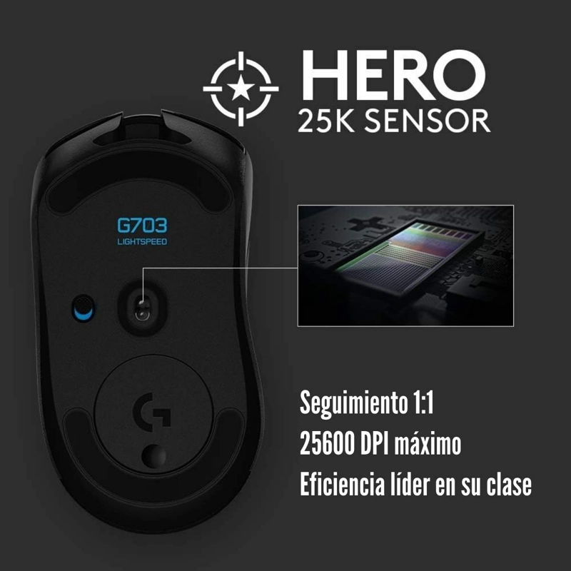 LOGITECH - MOUSE G703 HERO WIRELESS RGB LIGHTSPEED - 2