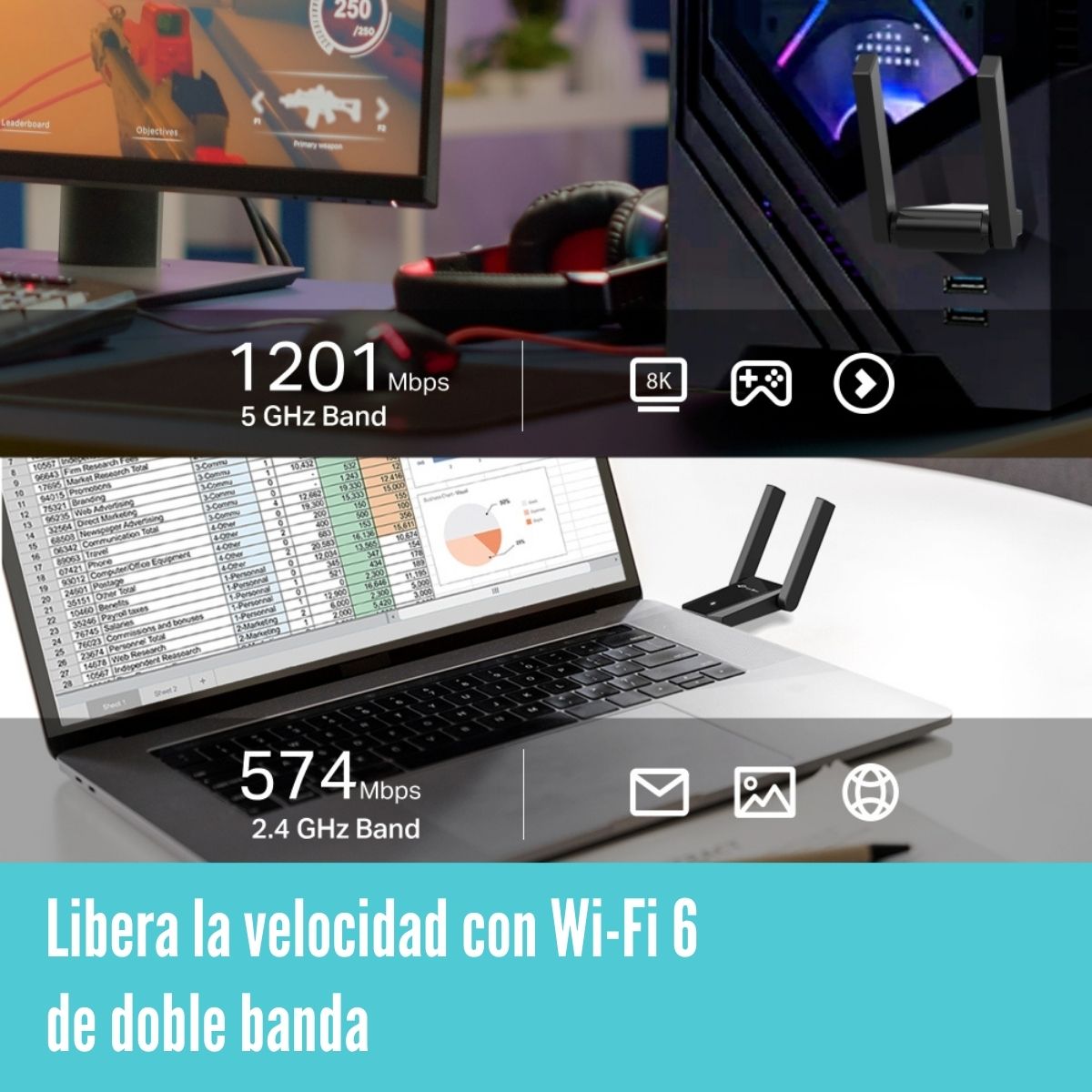 TP-LINK - ADAPTADOR USB ARCHER TX30U PLUS WI-FI 6 AX1800 - 3