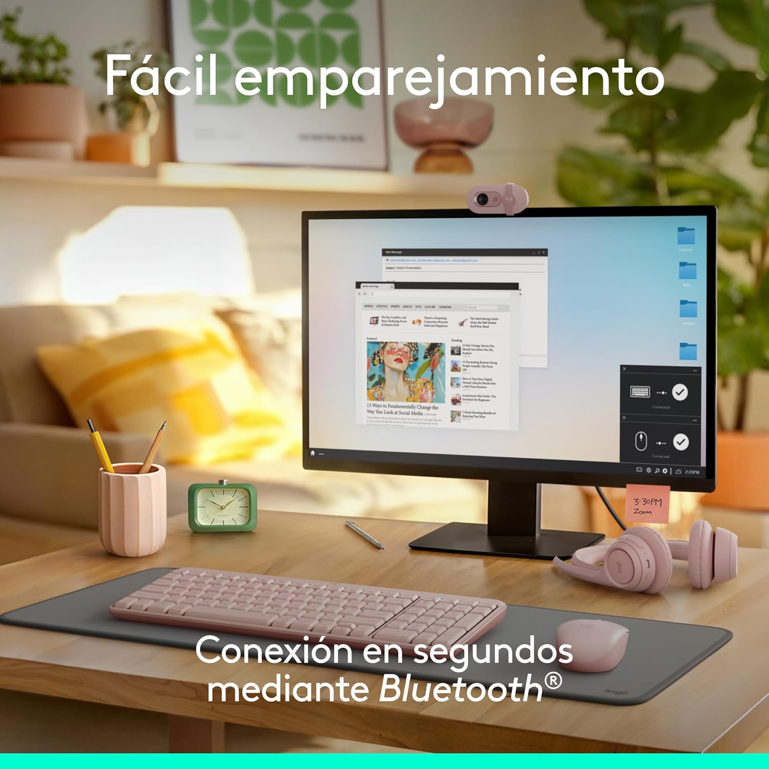 LOGITECH - TECLADO K250 BLUETOOTH WIRELESS ESPAÑOL - ROSADO - 2