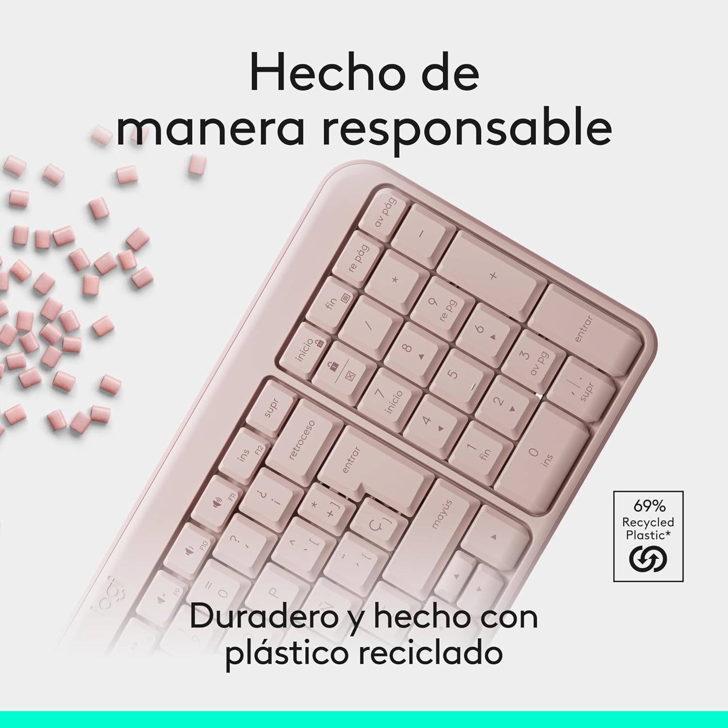 LOGITECH - TECLADO K250 BLUETOOTH WIRELESS ESPAÑOL - ROSADO - 6