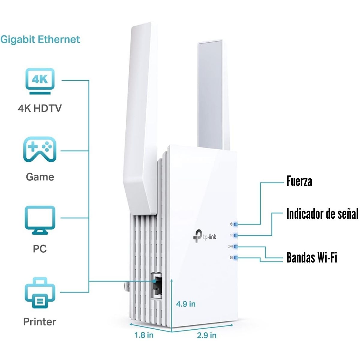 TP-LINK - EXTENSOR DE COBERTURA MESH RE605X WI-FI GIGABIT AX1800 - 2