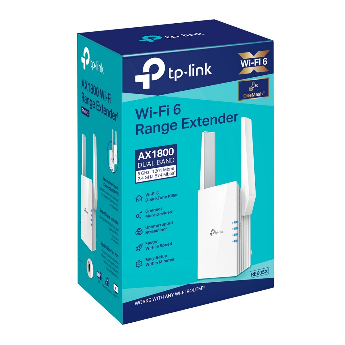 TP-LINK - EXTENSOR DE COBERTURA MESH RE605X WI-FI GIGABIT AX1800 - 5